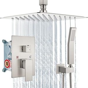 Aolemi Rain Shower System with Handheld Spray - High Pressure Ceiling Mount Shower Faucet Set for Bathroom - Brushed Nic